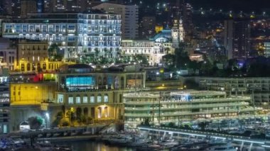Monte Carlo Casino gece timelapse hava üstten görünüm taraflardan biri.