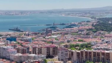 Lizbon Tagus Nehri yakasında, Merkez Portekiz timelapse