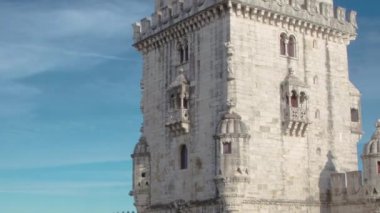 Santa Maria de Belem sivil bucak Lizbon, Portekiz timelapse içinde yer alan bir kuledir Belem Kulesi olduğunu