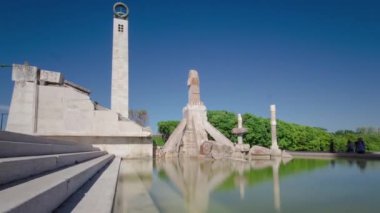 Eduardo VII park ve Lizbon, Portekiz timelapse hyperlapse çeşme