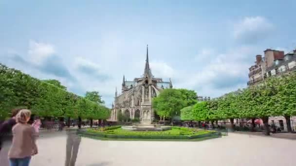 Notre Dame de Paris hyperlapse timelapse, França — Vídeo de Stock