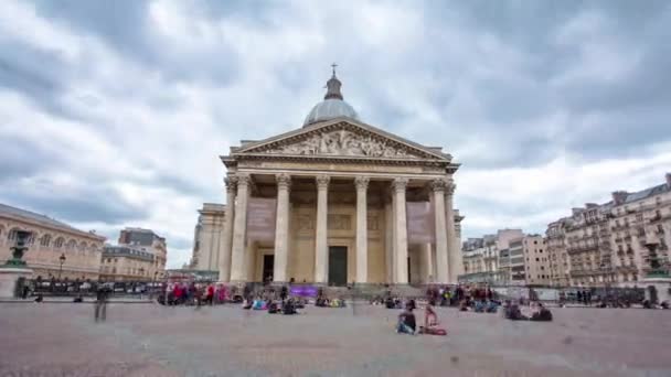 Paryż na Mauzoleum Panteon, widok z przodu, timelapse hyperlapse. Francja — Wideo stockowe