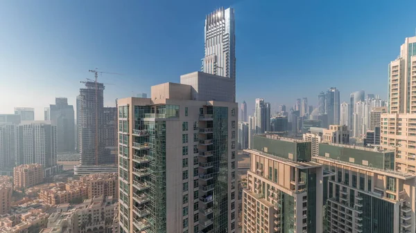 Panorama Downtown Dubai City Aerial Timelapse Urban Skyline Modern Skyscrapers — Stock Photo, Image