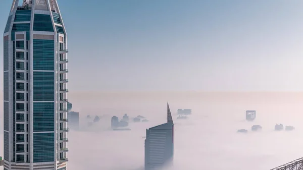 Dubai Vista Aérea Que Muestra Niebla Sobre Las Alturas Barsha —  Fotos de Stock