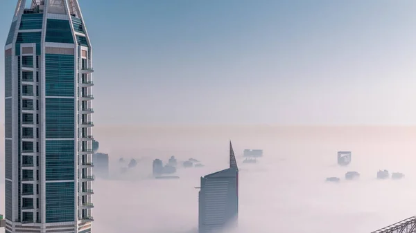 Dubaï Vue Aérienne Montrant Brouillard Sur Barsha Hauteurs Verdure Quartier — Photo