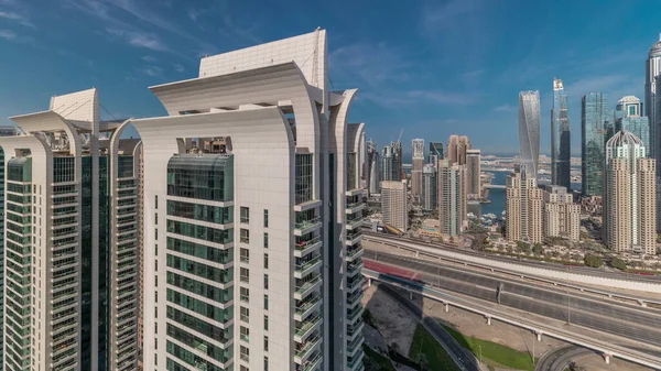Panorama Mostrando Dubai Marina Ciudad Los Medios Comunicación Con Campo — Foto de Stock