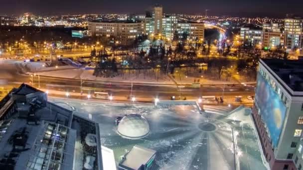 Kharkiv staden från ovan på natt timelapse. Ukraina. — Stockvideo