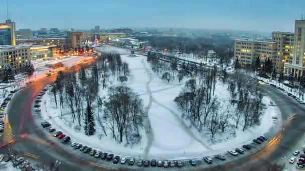 Kharkiv staden ovanifrån dag till natt timelapse. Ukraina. — Stockvideo