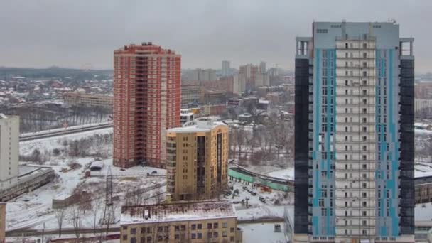 Kharkiv cidade de cima timelapse no inverno. Ucrânia . — Vídeo de Stock