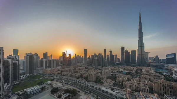 Dubai Downtown Timelapse Transición Día Noche Con Rascacielos Más Altos — Foto de Stock
