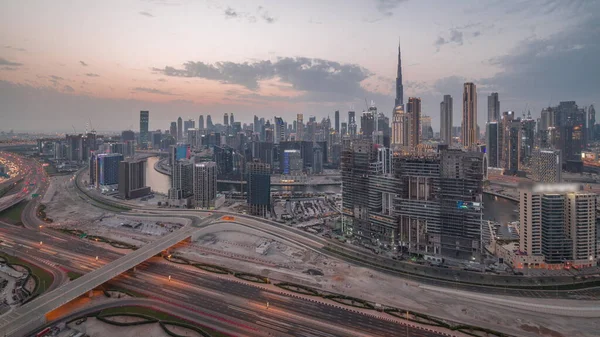 Skyline Com Arquitetura Moderna Torres Baía Negócios Dubai Arranha Céus — Fotografia de Stock