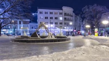 Anıt severler kış timelapse Kharkov, Ukrayna