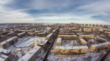 Kharkiv Şehir timelapse kış, yukarıda. Ukrayna.