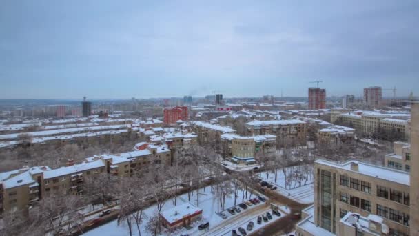 Charkov stad above timelapse op de winter. Oekraïne. — Stockvideo