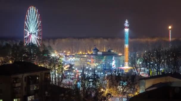 Charkov stad above nacht timelapse op de winter. Oekraïne. — Stockvideo