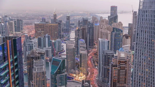 Vista Panorámica Del Horizonte Dubai Marina Jbr Que Muestra Canal —  Fotos de Stock