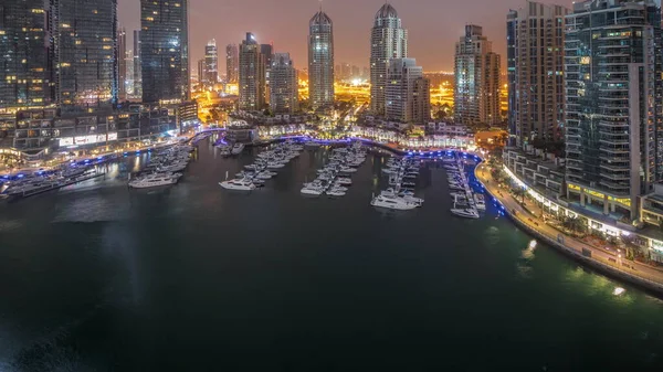 Затока Розкішної Яхти Місті Повітряної Ночі Денного Переходу Темпес Дубай — стокове фото