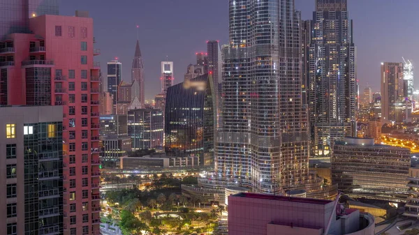 Luftaufnahme Der Wolkenkratzer Des Dubai International Financial Centre Von Der — Stockfoto