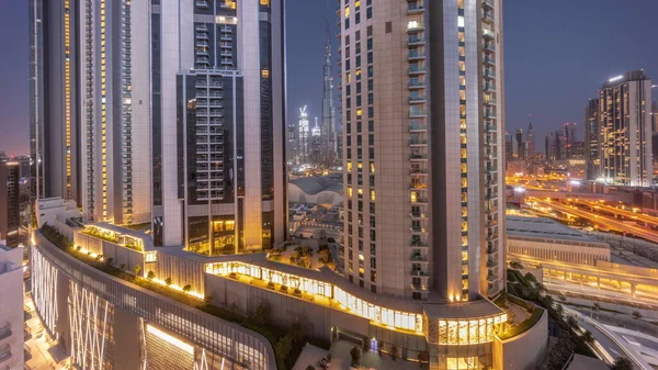 Die Höchsten Wolkenkratzer Der Innenstadt Dubais Der Bouleward Street Der — Stockfoto