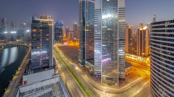 Paisaje Urbano Rascacielos Dubai Business Bay Centro Ciudad Con Canal —  Fotos de Stock