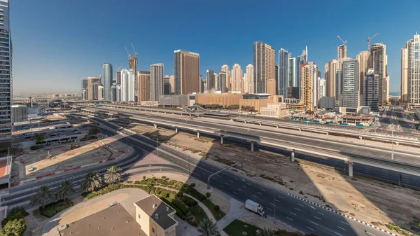 Panorama Que Muestra Los Rascacielos Dubai Marina Carretera Sheikh Zayed —  Fotos de Stock