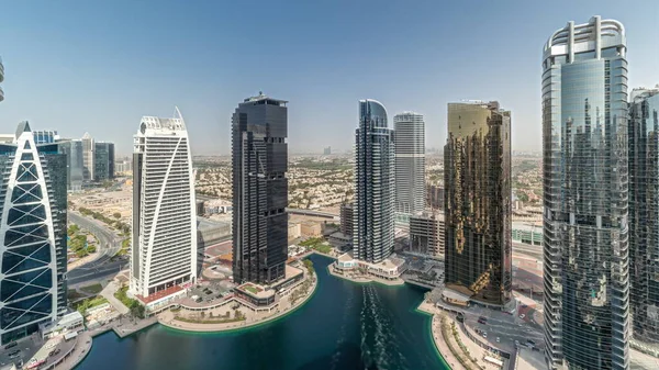Panorama Showing Tall Residential Buildings Jlt District Aerial Timelapse Part — Stock Photo, Image