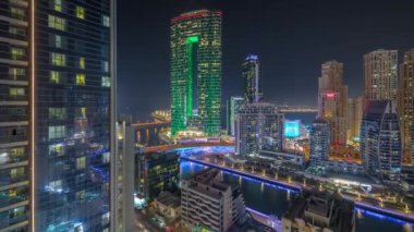 Dubai Marina gökdelenleri ve lüks binaları ve dinlenme yerleri olan JBR bölgesi.