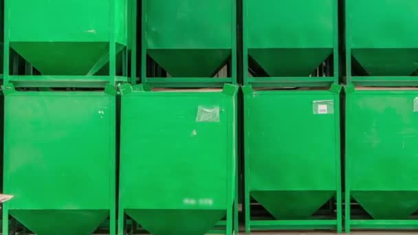 Forklift loader and cargo boxes storing at warehouse timelapse hyperlapse — Vídeo de Stock