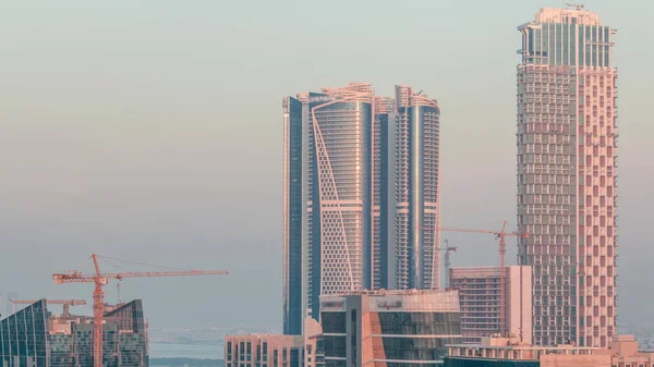 Drapacze Chmur Czasie Lotu Business Bay Dubaju Zjednoczone Emiraty Arabskie — Zdjęcie stockowe