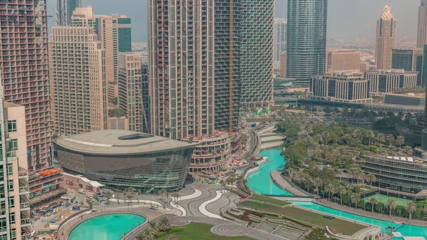 Αεροφωτογραφία Της Πόλης Του Ντουμπάι Timelapse Στο Κέντρο Της Πόλης — Φωτογραφία Αρχείου