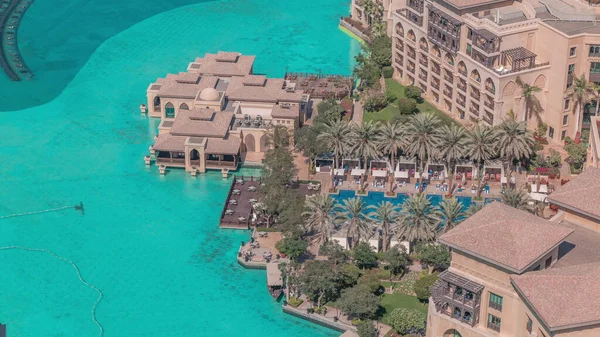 Aerial View Old Town Island Swimming Pool Timelapse Dubai Downtown — Stock Photo, Image