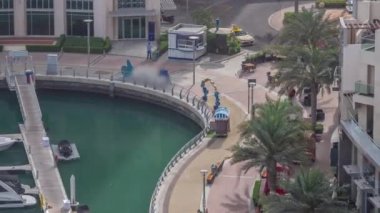 Dubai Marina 'da palmiyelerle rıhtım gezintisi..