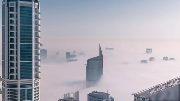 Dubai Luftaufnahme Die Nebel Über Barsha Höhen Zeigt Und Den — Stockfoto