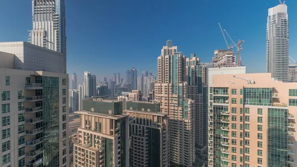 Мбаппе Центре Дубая Городской Горизонт Современными Небоскребами Башнями Строительной Площадкой — стоковое фото