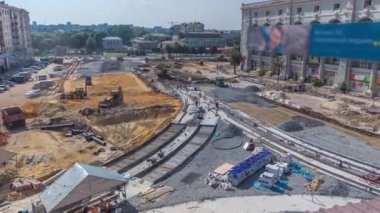 Bir yol timelapse inşaat iş buldozer