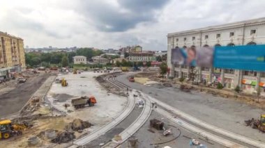 Bir yol timelapse inşaat iş buldozer
