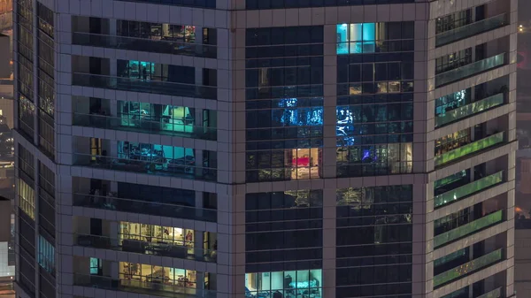 Вікна Висотних Будівлях Кінці Вечора Світінням Сліпучим Внутрішнім Світлом Таймелапсисі — стокове фото
