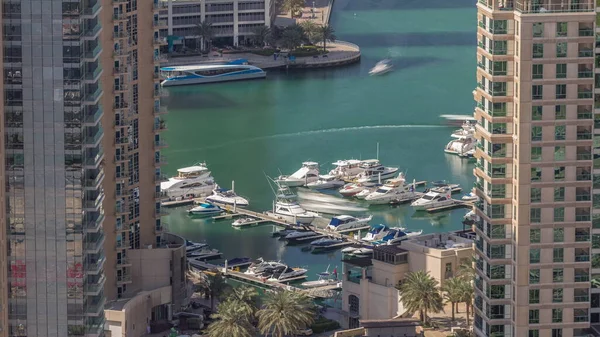 Dubai Marina Waterfront Mit Promenade Luftaufnahme Dubai Vae Viele Restaurants — Stockfoto