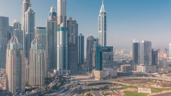 Небоскрёбы Дубайской Пристани Рядом Перекрестком Шейх Заид Роуд Высокими Жилыми — стоковое фото
