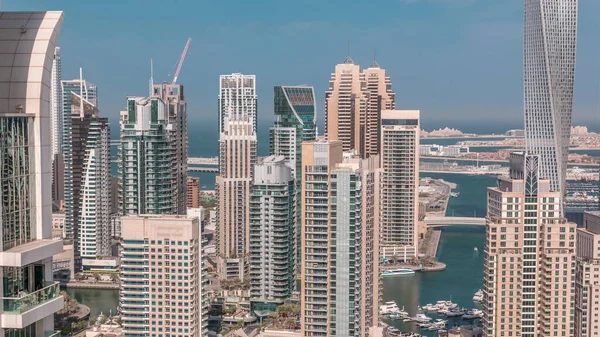 Canal Dubai Marina Luxury Skyscrapers Timelapse United Arab Emirates Yachts — Stock Photo, Image