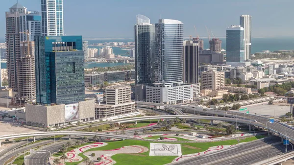 Highway Crossroad Office Buildings Dubai Internet City Media City District — Stock Photo, Image