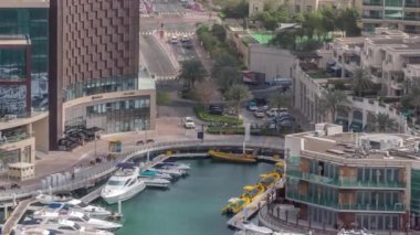 Dubai Marina 'da palmiyelerle rıhtım gezintisi..