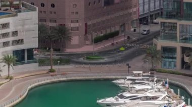 Dubai Marina 'da palmiyelerle rıhtım gezintisi..
