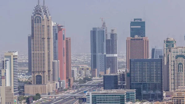 Widok Lotu Ptaka Dubai Internet City Okolic Barsha Timelapse Drapacze — Zdjęcie stockowe