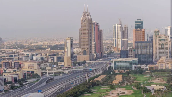 Flygfoto Över Sheikh Zayed Road Dubai Internet City Och Barsha — Stockfoto