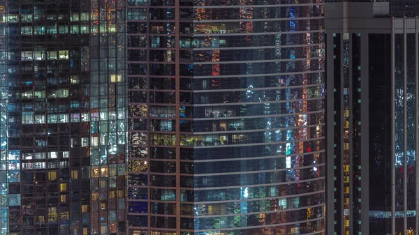 Windows High Rise Office Building Exterior Late Evening Glowing Blinking — Stock Photo, Image