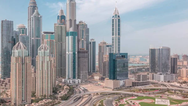 Arranha Céus Dubai Marina Perto Cruzamento Sheikh Zayed Road Com — Fotografia de Stock