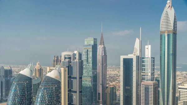 Finansiellt Centrum Dubai Stad Med Lyxiga Skyskrapor Timelapse Dubai Förenade — Stockfoto