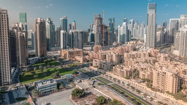 Dubajský Obchodní Dok Tyčí Nad Časovým Rozpětím Dopoledne Panoramatický Výhled — Stock fotografie