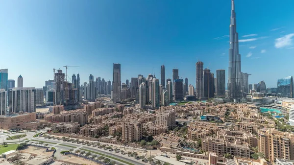 Dubai Downtown Timelapse Durante Todo Dia Com Arranha Céus Mais — Fotografia de Stock